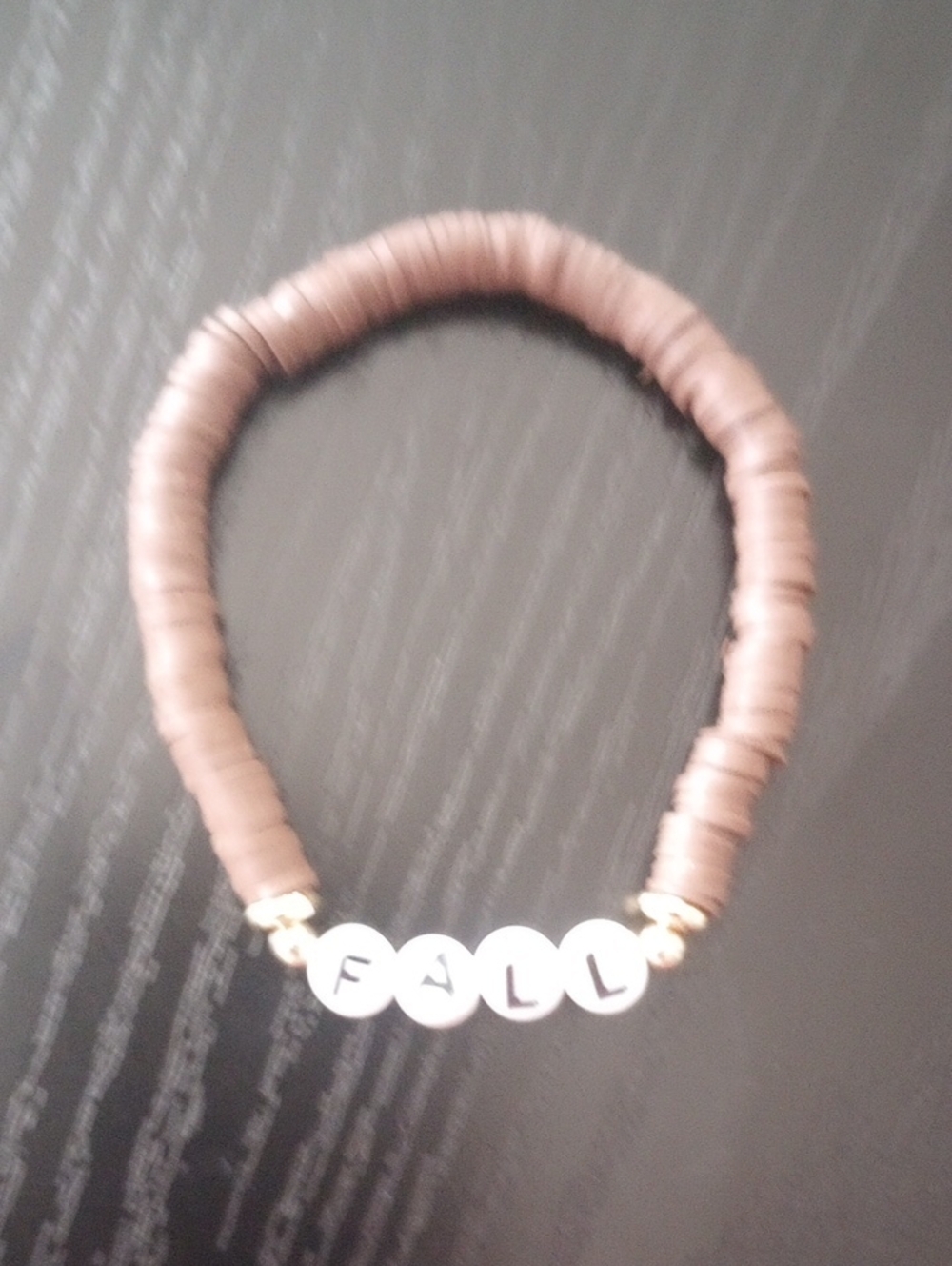 Brown Beaded 'FALL' Autumn Stretchy Bracelet